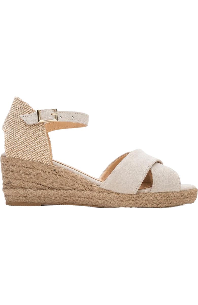 Forever & Always Shoes Miria Leather Platform Espadrille, Alternate, color, Beige Suede Leather