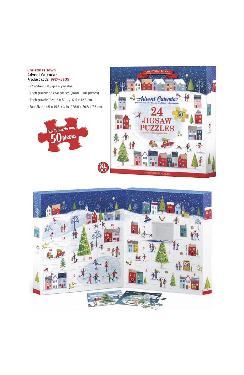 Eurographics Puzzle Advent Calendar Christmas Town, Alternate, color,
