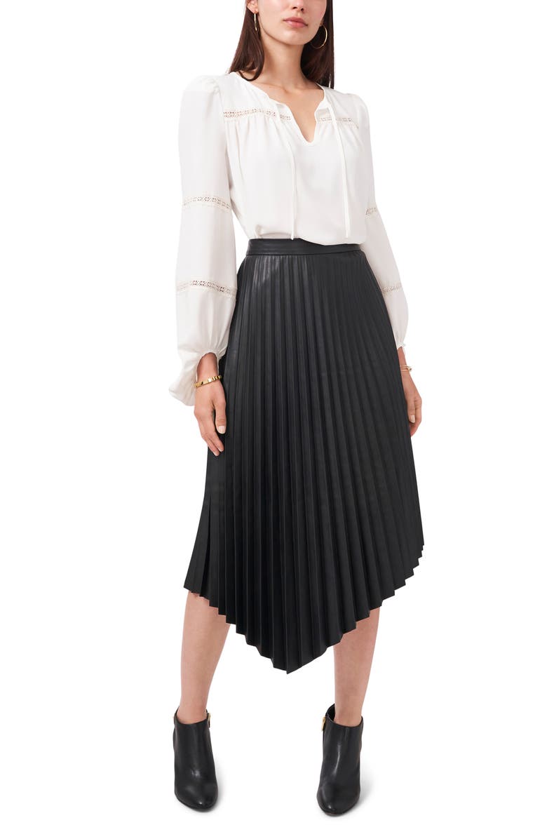 Vince Camuto Pleated Asymmetric Faux Leather Skirt, Alternate, color,