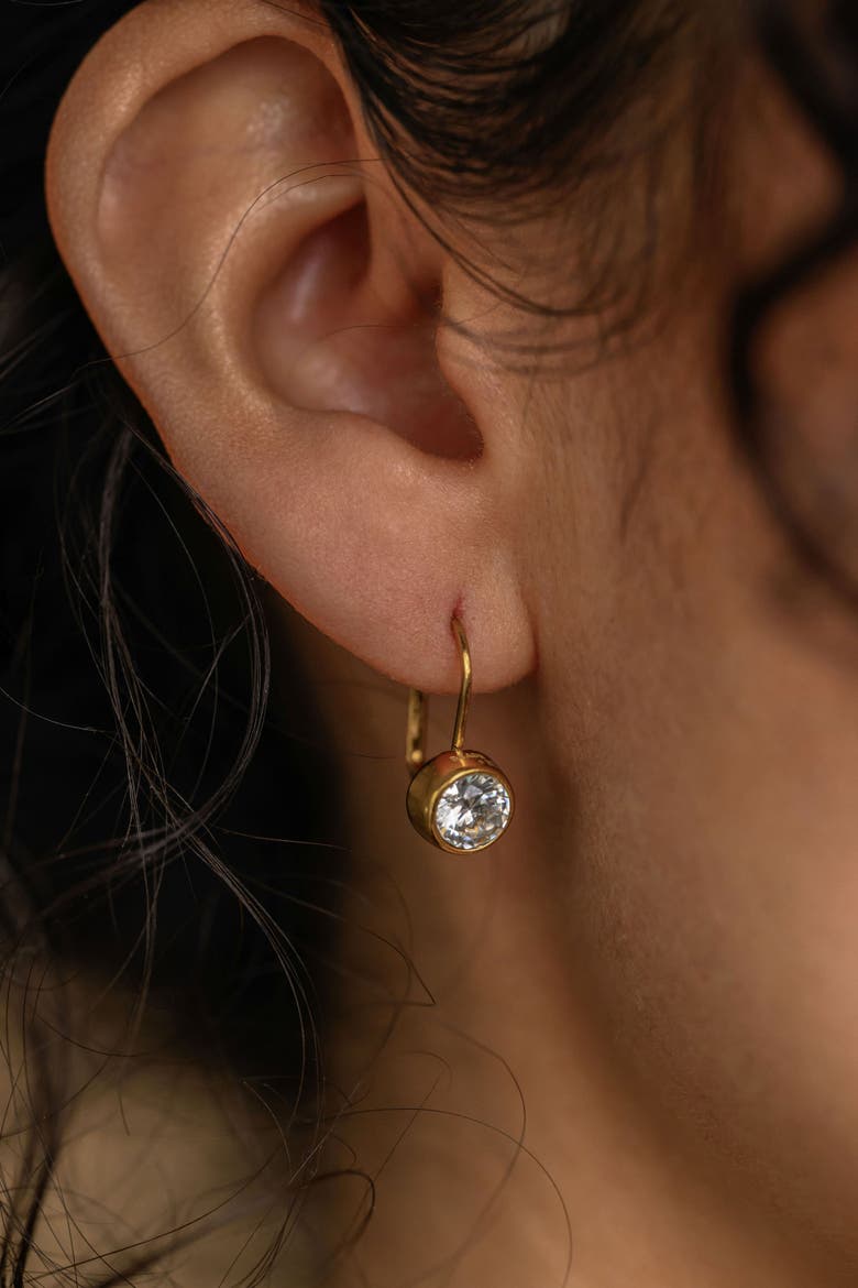 Solitaire Drop Earrings, Alternate, color, Gold