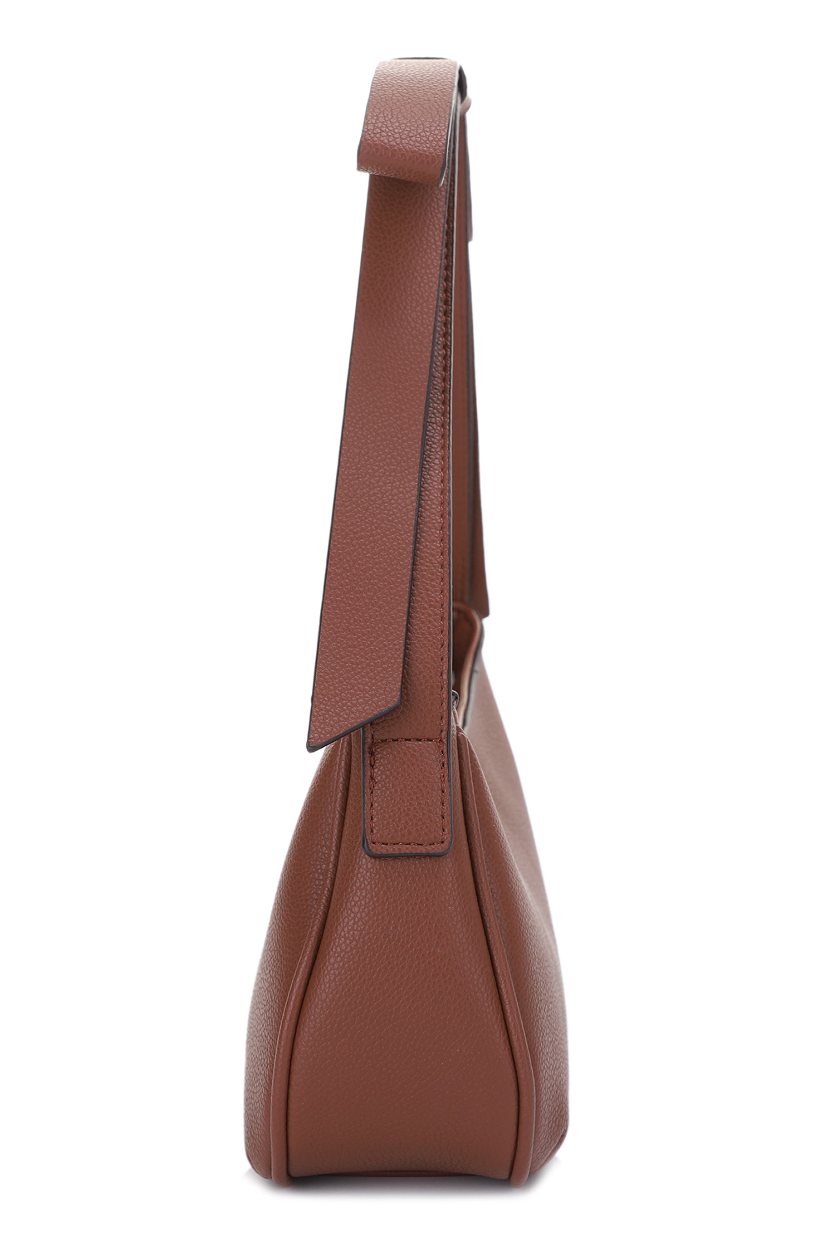 Marissa Bow Recycled Vegan Leather Shoulder Bag, Alternate, color, COGNAC