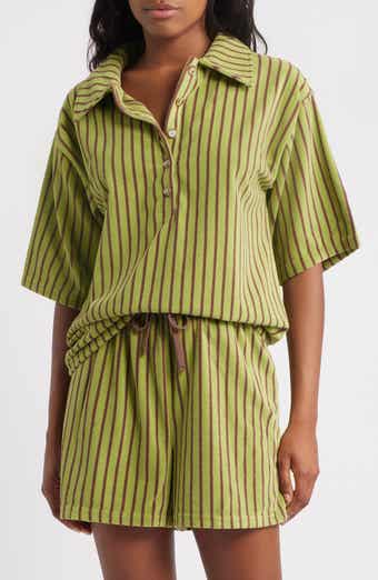 Topshop Stripe Boxy Terry Polo