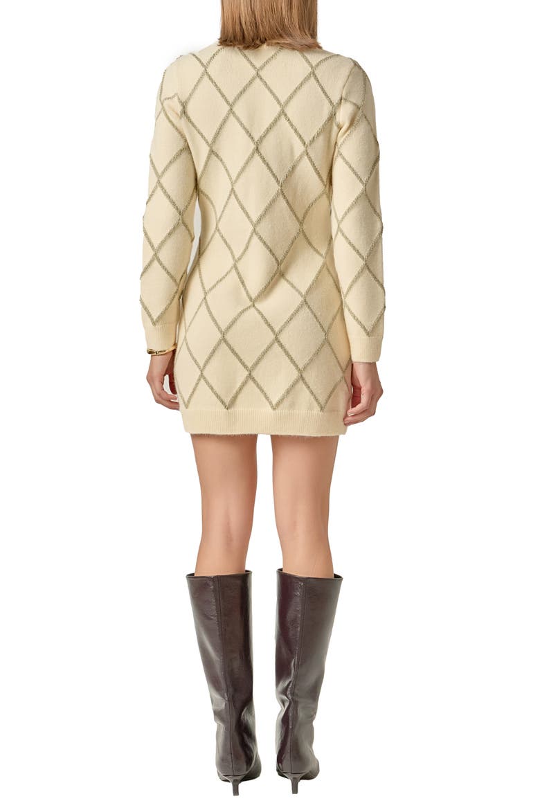 Metallic Jacquard Long Sleeve Sweater Dress, Alternate, color, CREAM