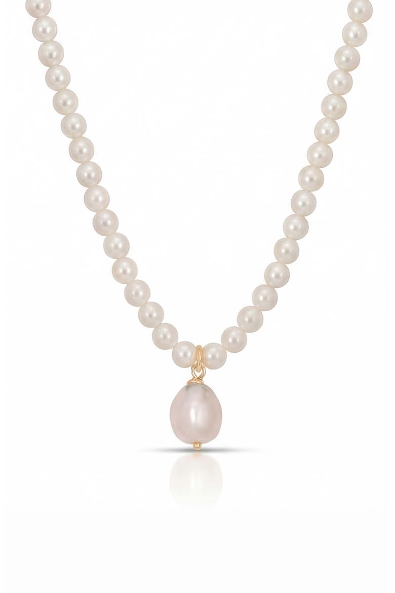 Freshwater Pendant Bead Necklace, Main, color, WHITE