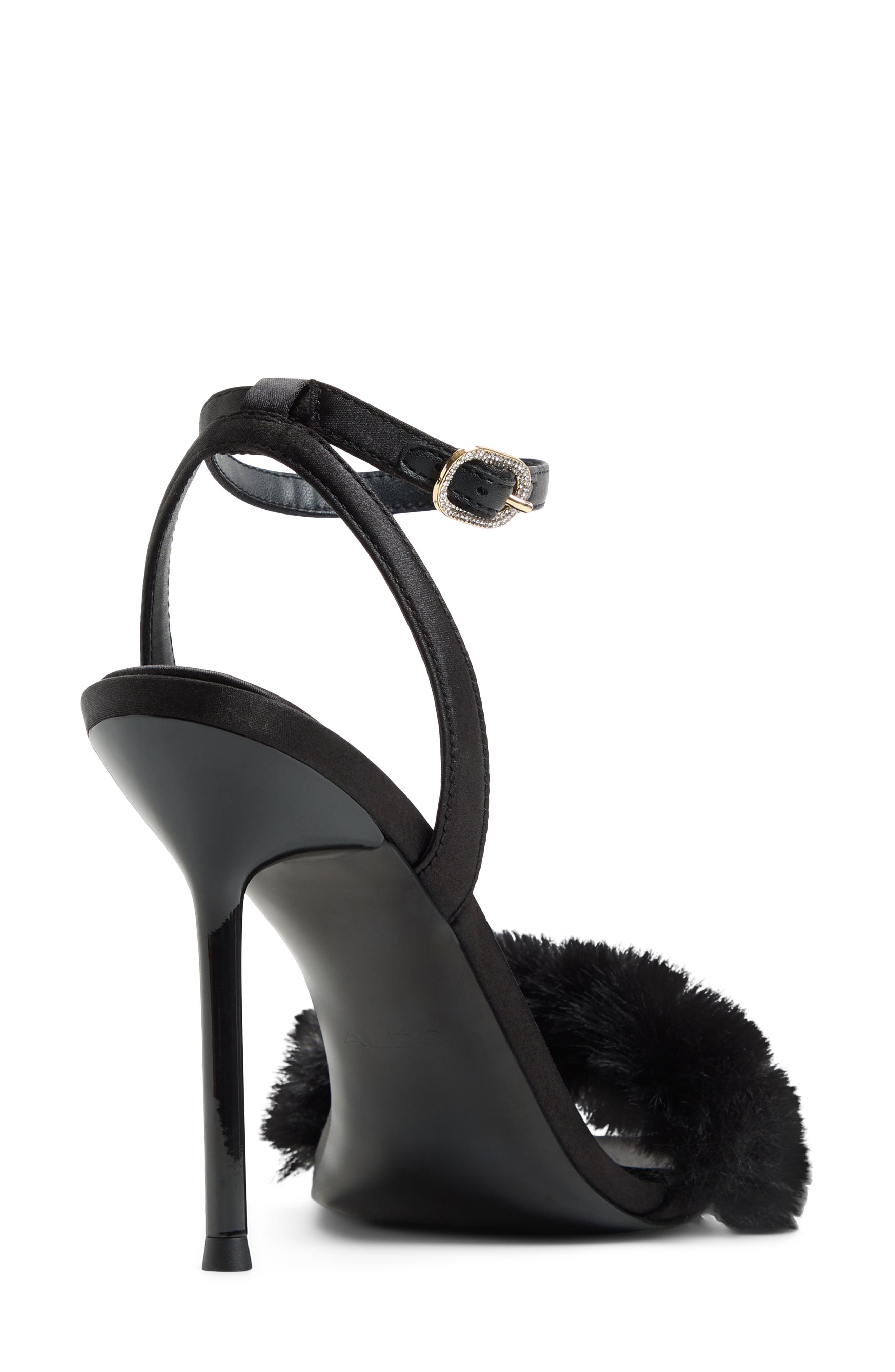 Marilou Faux Fur Sandal, Alternate, color, BLACK