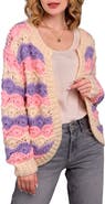 SAACHI Pastel Crochet Knit Cardigan