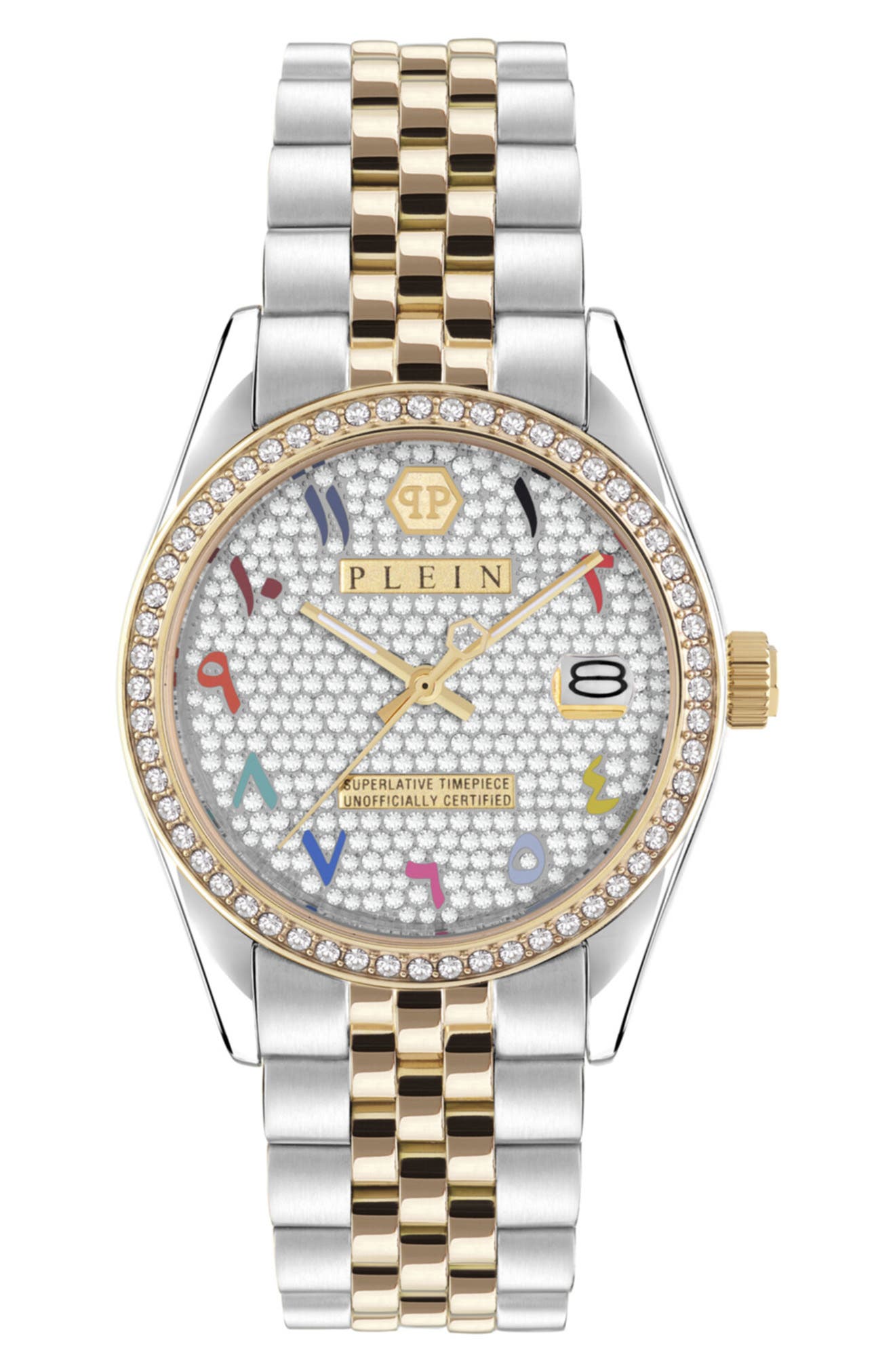 Date Superlative Crystal Bracelet Watch, 34mm