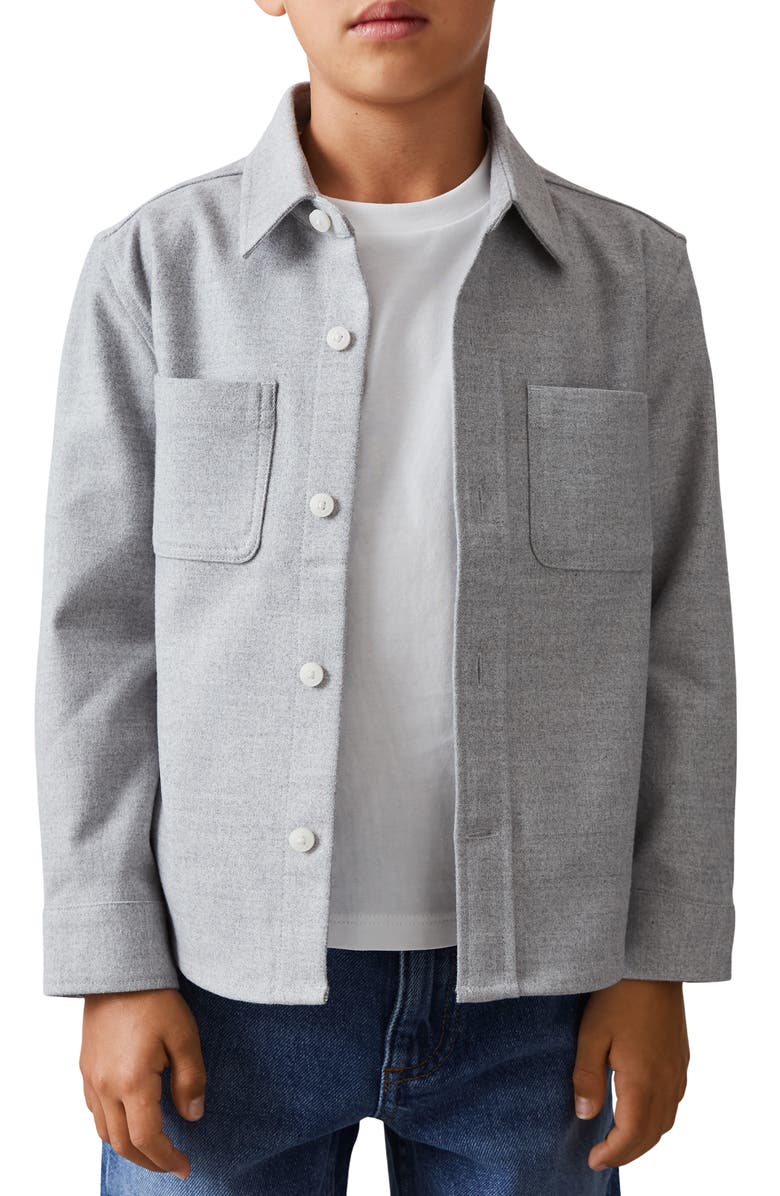 Reiss Kids' Parque Sr. Button-Up Shirt, Alternate, color, Soft Grey Melange