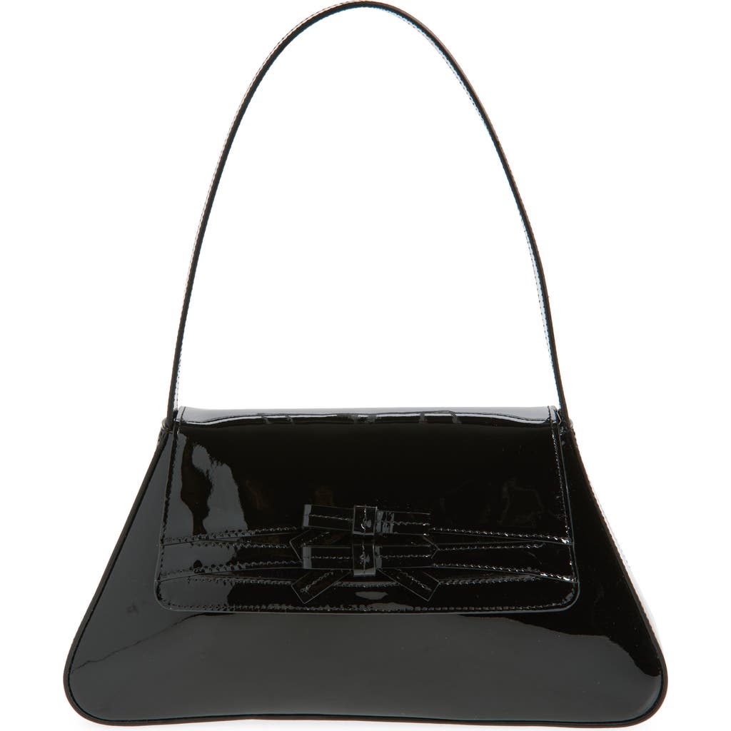Reformation Noreen Patent Leather Shoulder Bag In Black Patent