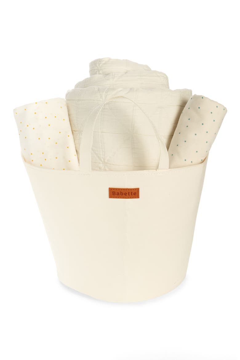 Crib Blanket Gift Set, Main, color, WHITE-BLUE STRIPE
