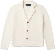 Space Grey Textured Knit Blazer with Wooden Buttons