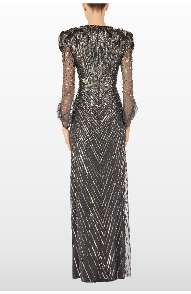 Jenny Packham Xenia Sequin-Embellished Maxi Dress, Alternate, color, Shadow Grey