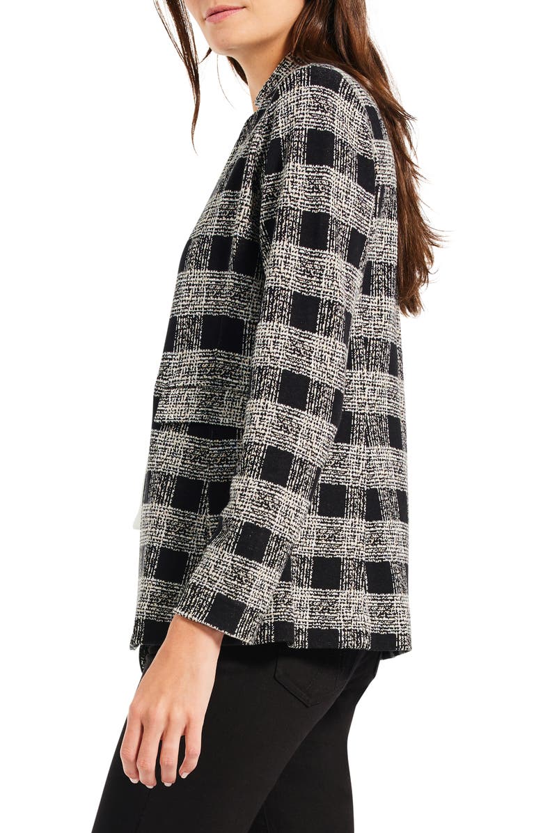 NIC+ZOE Perfectly Plaid Metallic Cotton Blend Knit Blazer, Alternate, color, 