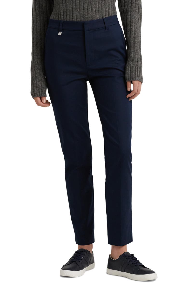 Lauren Ralph Lauren Double Faced Stretch Cotton Pants, Main, color, Lauren Navy