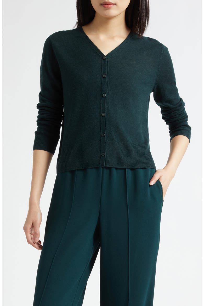 Wool V-Neck Cardigan, Main, color, JUNIPER