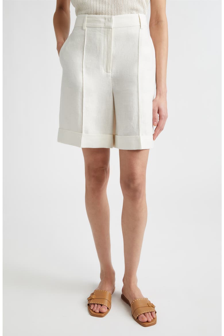 Sparkle Linen Blend Bermuda Shorts, Main, color, 00 IVORY