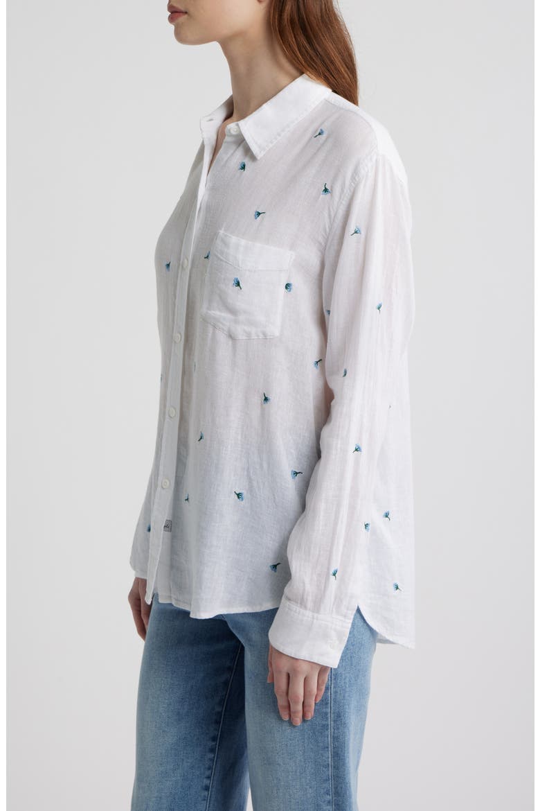 Charli Embroidered Floral Linen Blend Button-Up Shirt, Alternate, color, BLUEBELL CARNATIONS