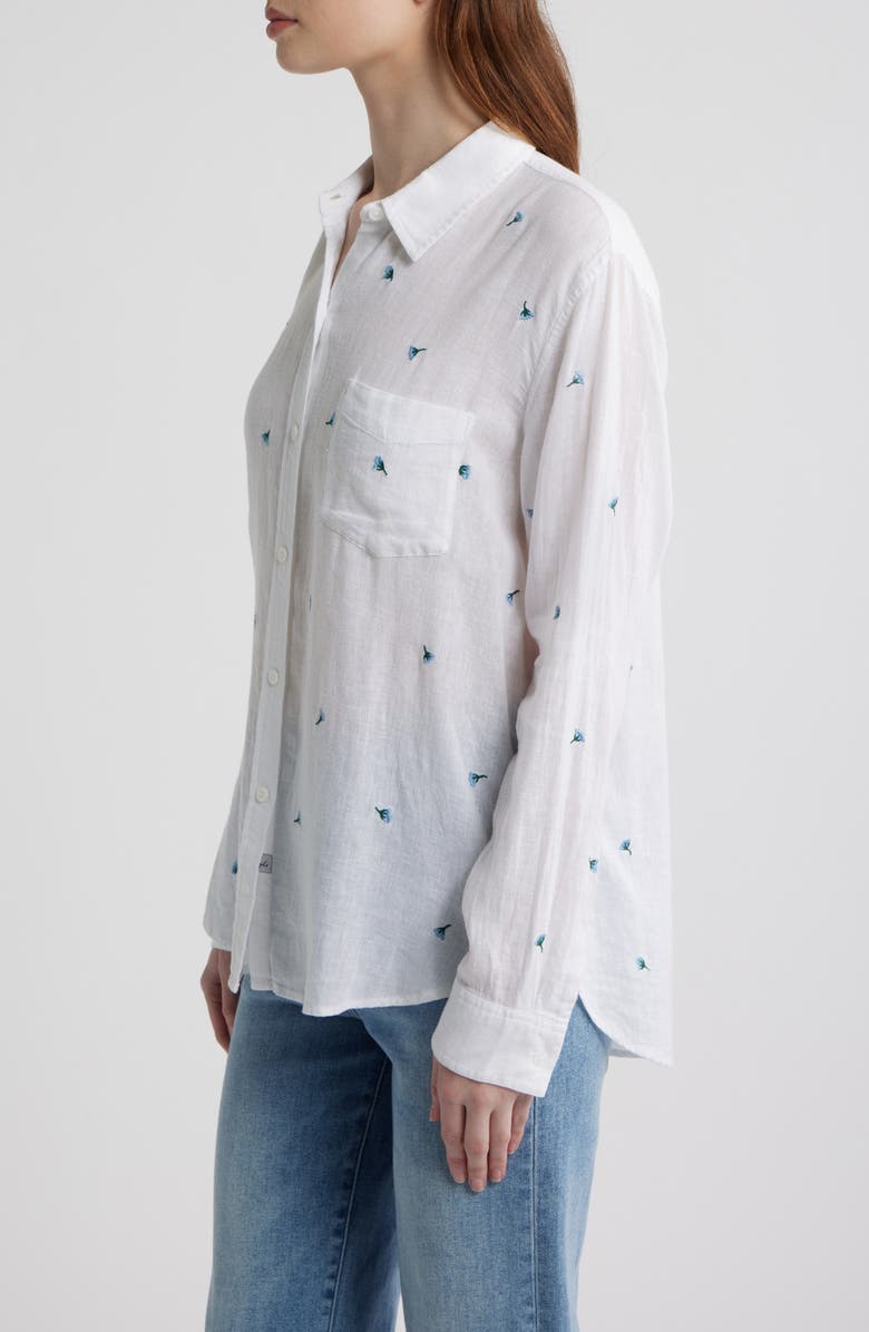 Rails Charli Embroidered Floral Linen Blend Button-Up Shirt, Alternate, color, Bluebell Carnations