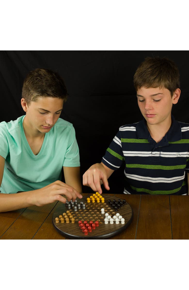 Intex Entertainment Chinese Checkers Wood Board Game, Ages 6+, Alternate, color, Multicolored