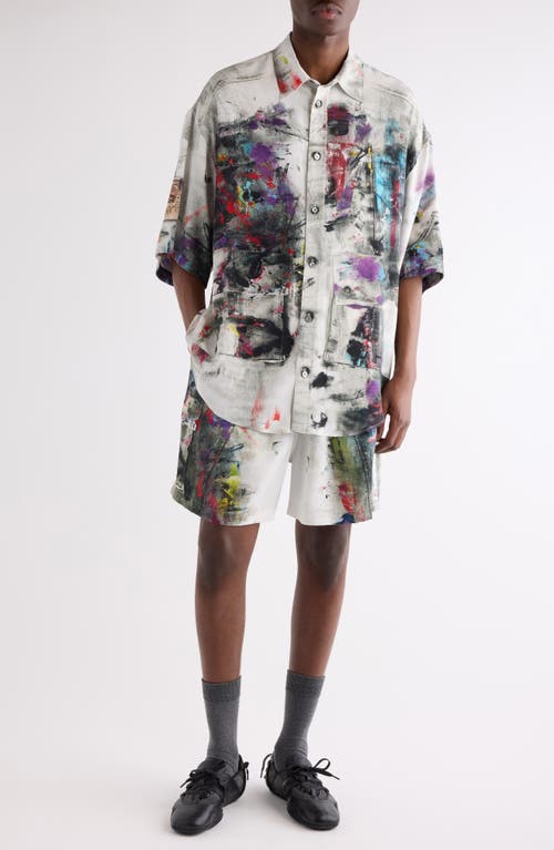 Acne Studios Ruxer Paint Print Shorts In Animal Print