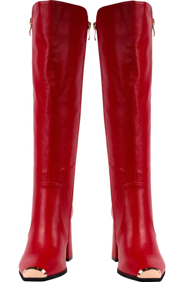 NINETY UNION Link Nipped Toe Knee High Boot, Alternate, color, Red