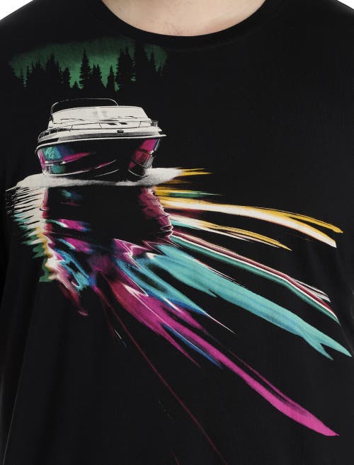 Robert Graham Dxl Big & Tall Night Voyage Graphic Tee In Black