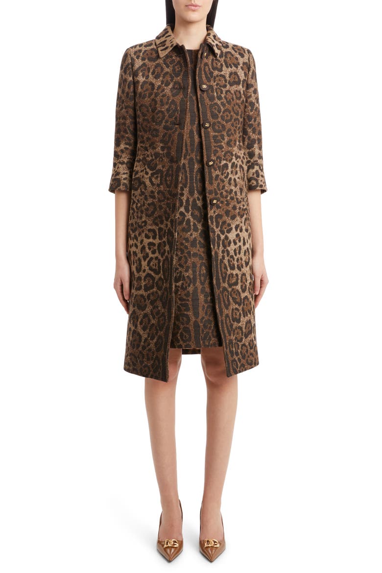 Dégradé Leopard Print Jacquard Jacket, Main, color, PRINT LEO