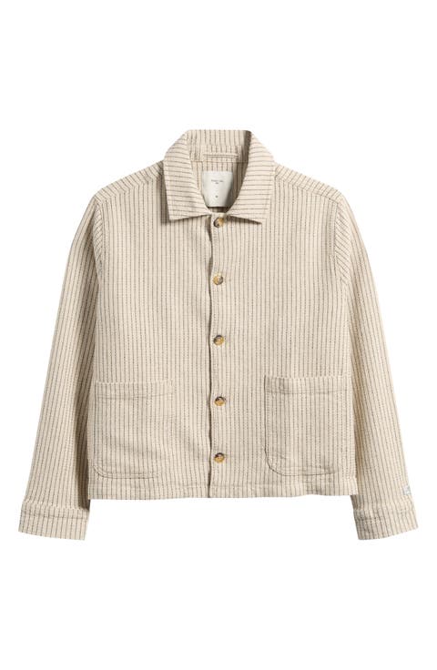 Sorrento Pinstripe Cotton & Linen Button-Up Overshirt