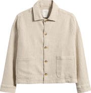 Percival Sorrento Pinstripe Cotton & Linen Button-Up Overshirt