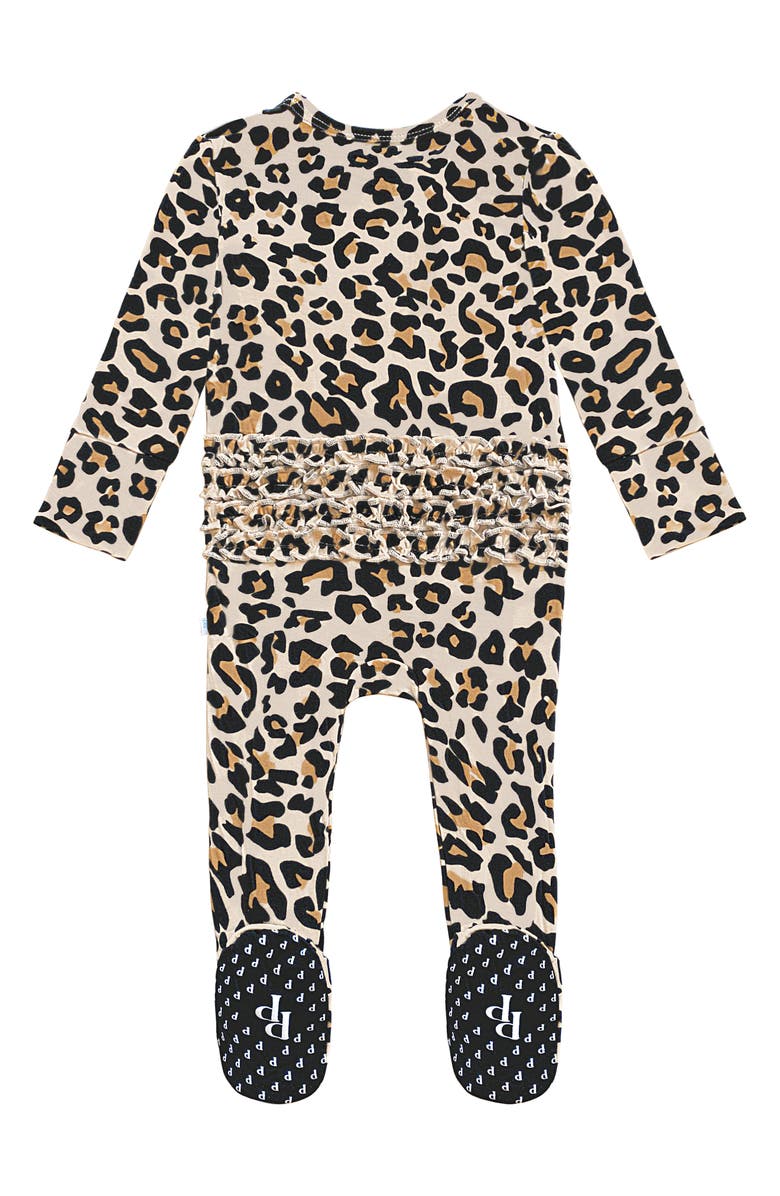Posh Peanut Lana Leopard Ruffle Footie, Alternate, color, Lana Leopard