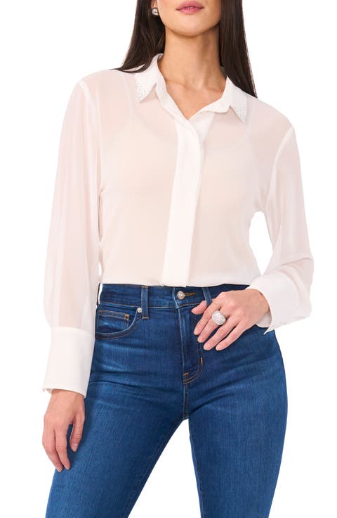 Bead Detail Button-Up Shirt