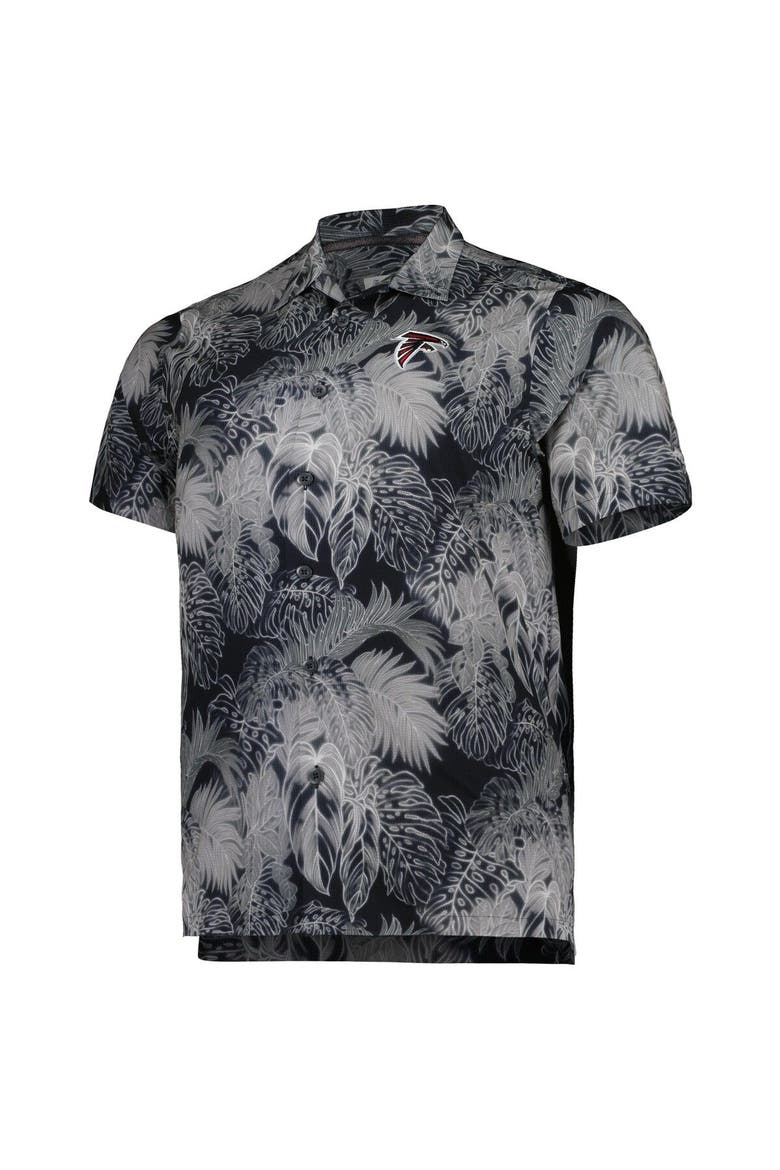 Men's Tommy Bahama Black Atlanta Falcons Big & Tall Bahama Coast Luminescent Fronds Camp IslandZone Button-Up Shirt, Alternate, color, Black