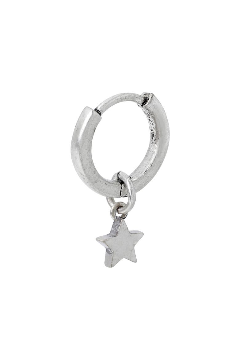 Men's Star Huggie Hoop Earrings, Main, color, WARM SILVER