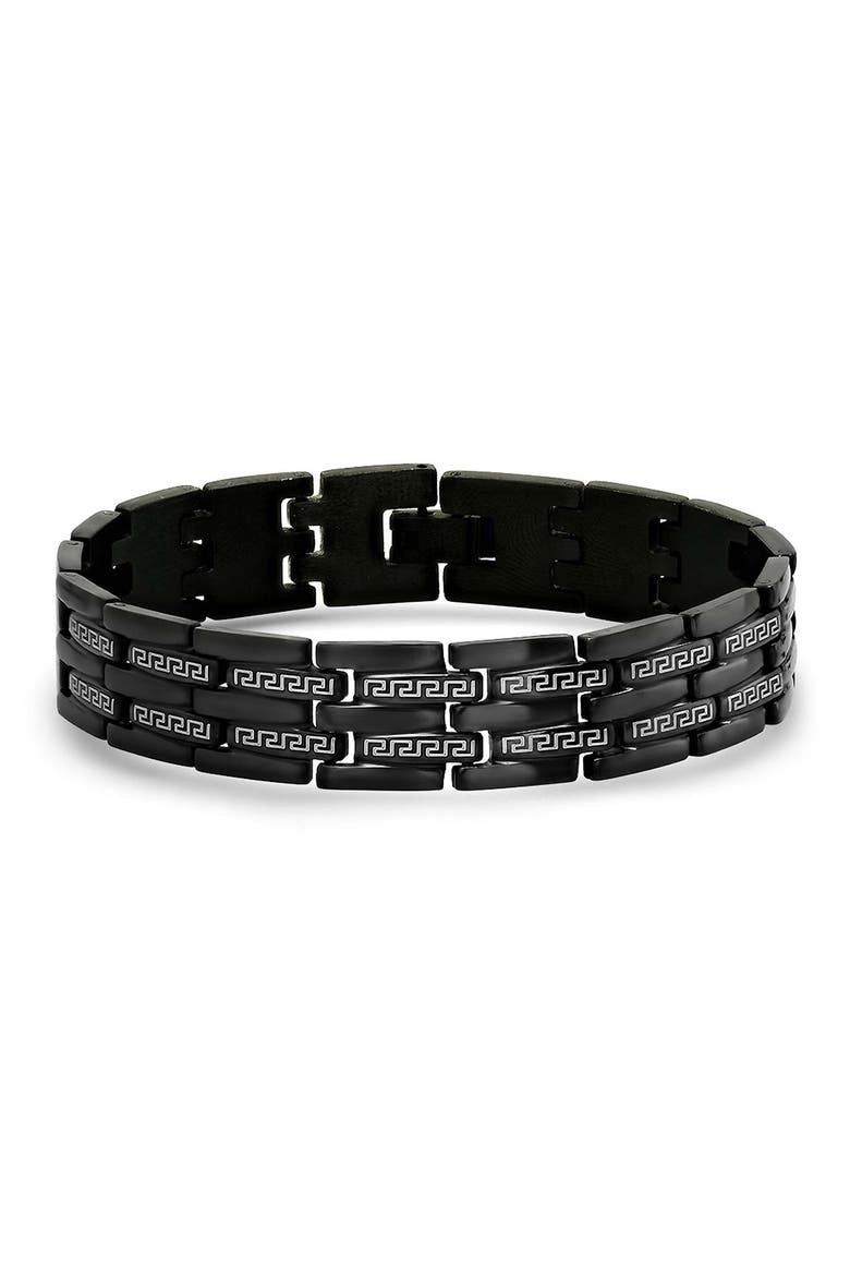 Men's Greek Key Link Bracelet, Main, color, BLACK