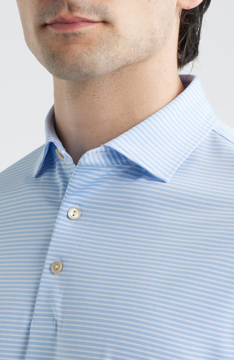 Peter Millar Bolt Performance Jersey Polo, Alternate, color, White Blue Stripe