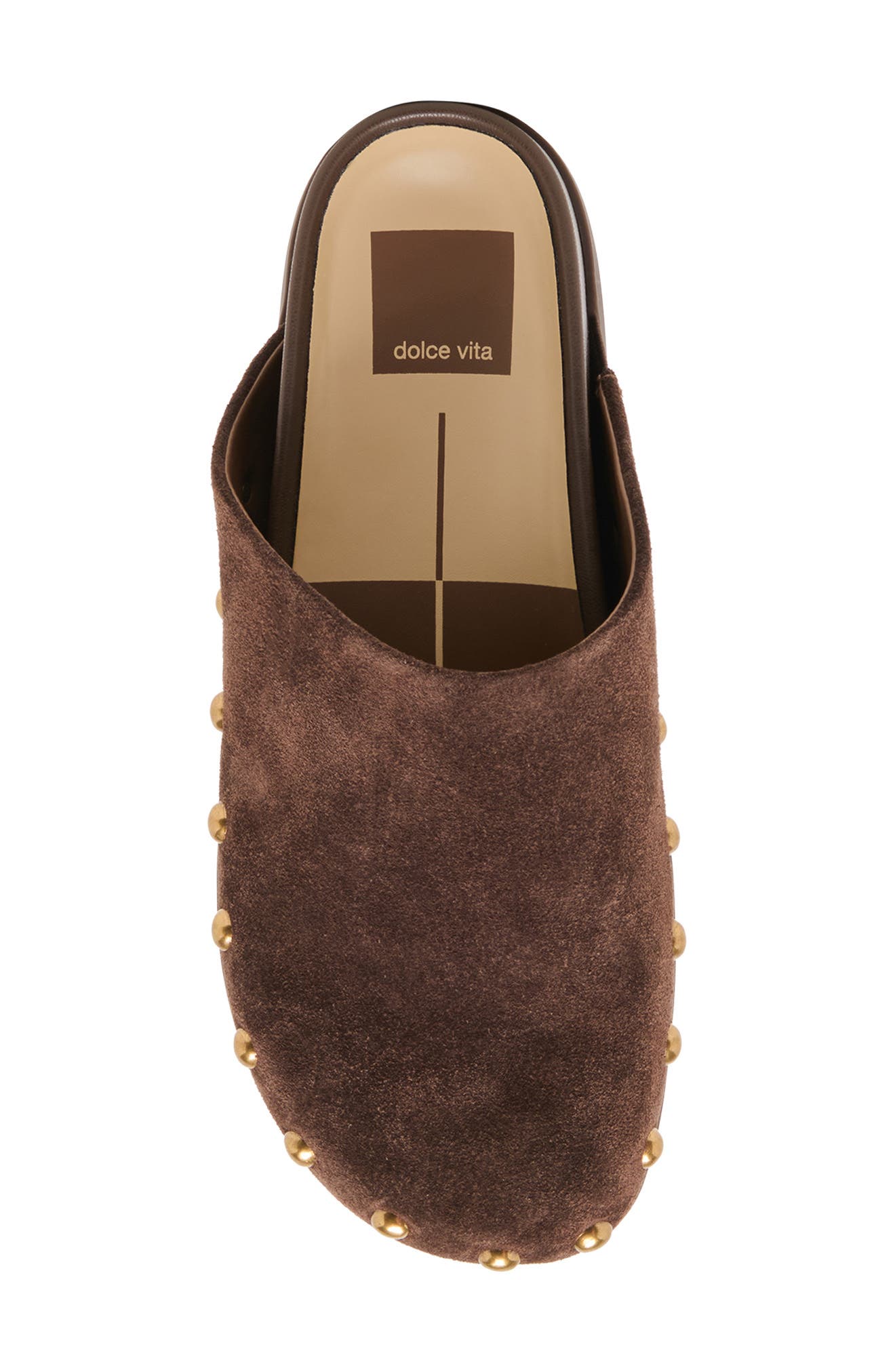 Joney Stud Flat Mule, Alternate, color, DARK BROWN SUEDE