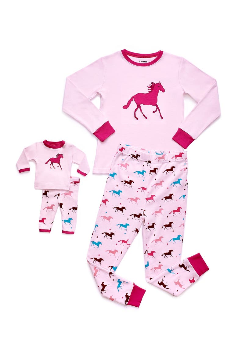Girls & Matching Doll 2-pc. Cotton Pajamas, Fantasy & Character Prints, Main, color, MULTI