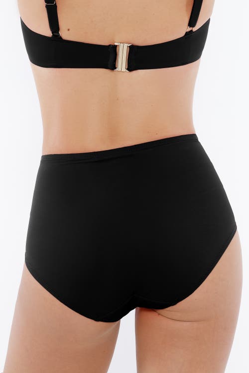Popilush Shapewear Ruched Tummy Control Bikini Brief In Midnight Black