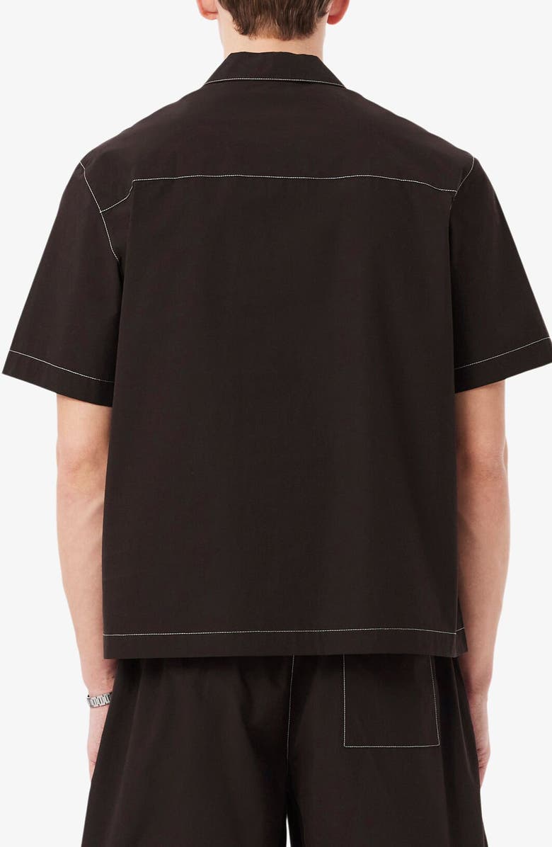 Lacoste Topstitch Detail Woven Cotton Shirt, Alternate, color, Buffalo