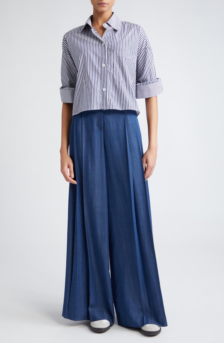TWP New Didi Pleated Wide Leg Pants, Alternate, color, Medium Indigo