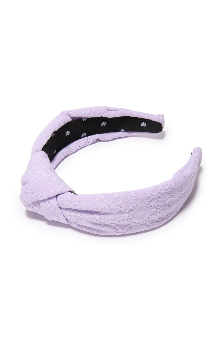 Lele Sadoughi Knotted Eyelet Headband, Alternate, color, Purple