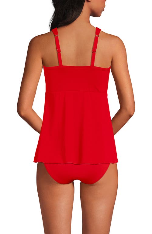 Lands' End Adjustable Scoop Neck Flutter Tankini Top In Red