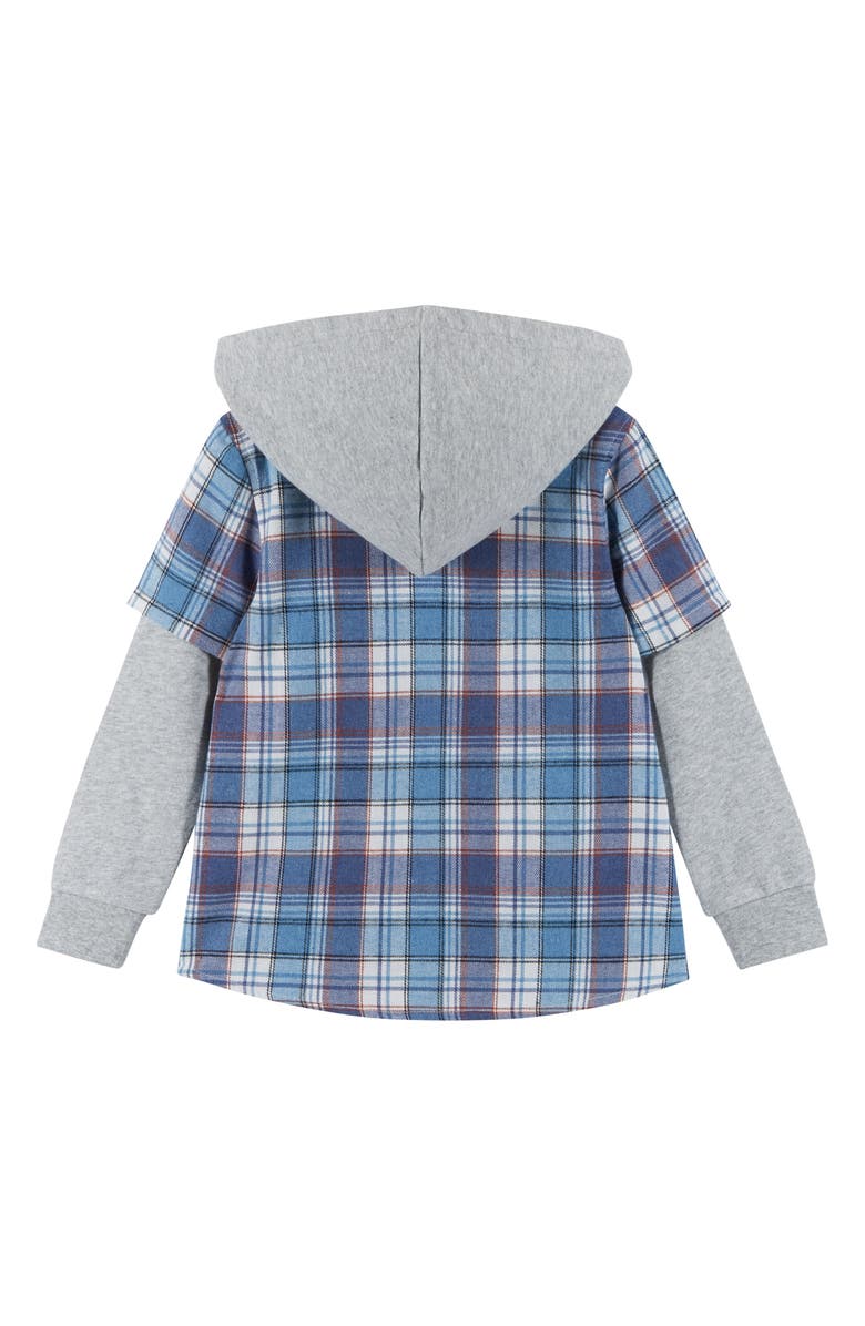 Andy & Evan Kids' Layered Look Plaid Hoodie, Alternate, color, Blue Plaid