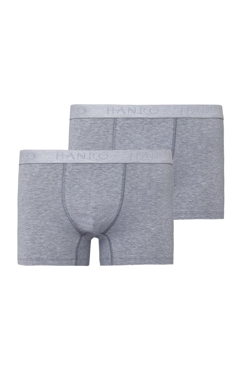 Hanro Cotton Essentials 2-Pack Cotton Boxer Briefs, Main, color, Light Melange