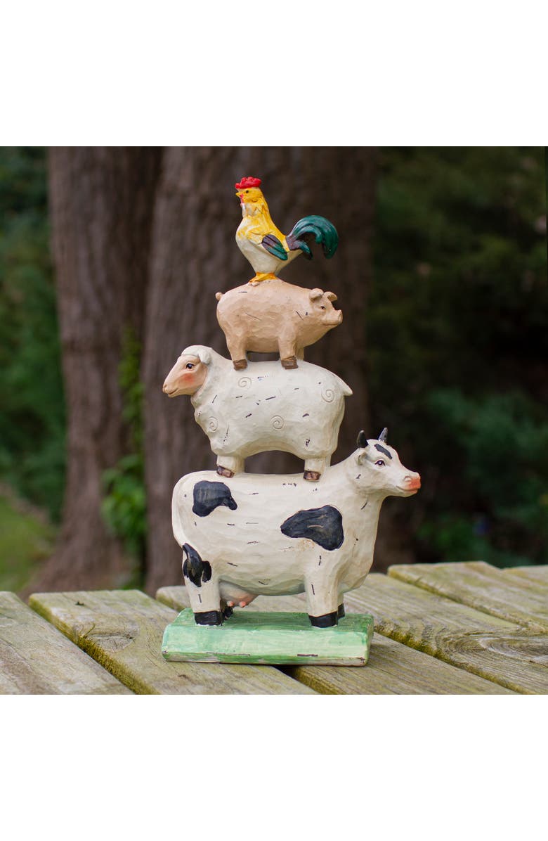 Northlight 11.5" Stacked Farm Animals Outdoor Garden Statue, Alternate, color, Multi