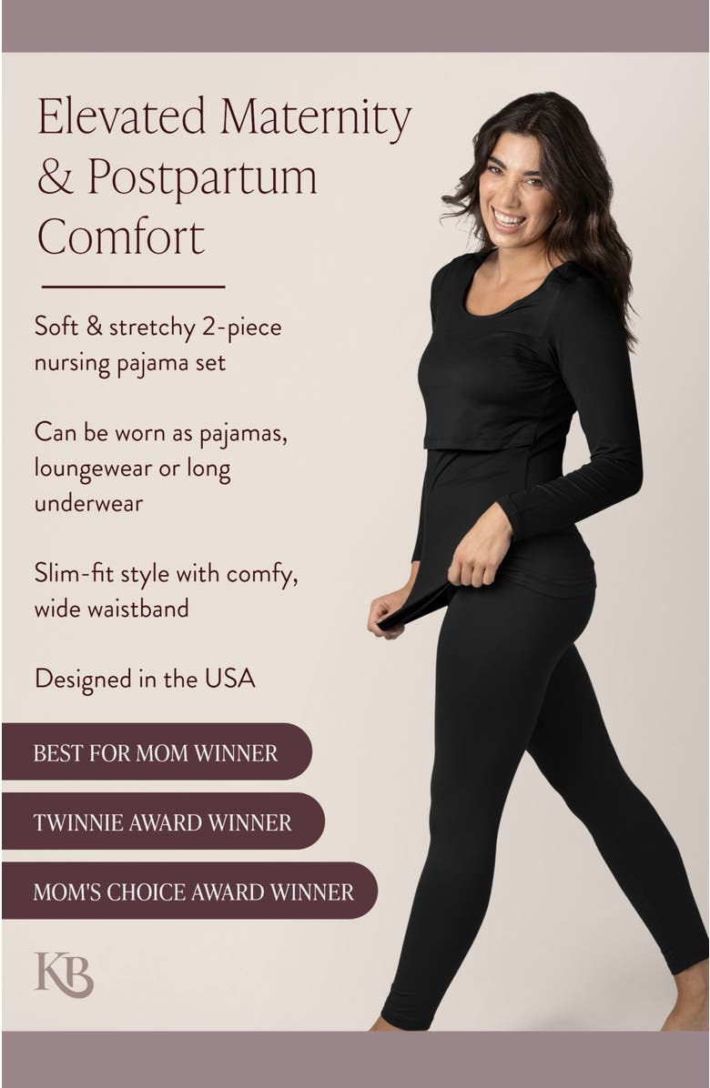 Kindred Bravely Jane Nursing Pajama Set, Alternate, color, Black