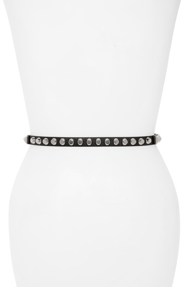 Prada Studded Saffiano Leather Belt, Alternate, color,