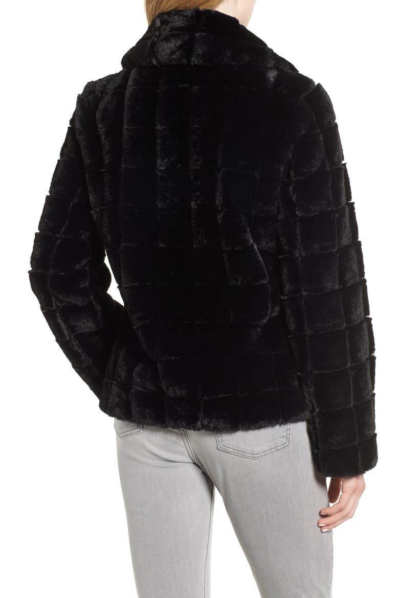 Quilted Faux Fur Jacket, Alternate, color, BLACK
