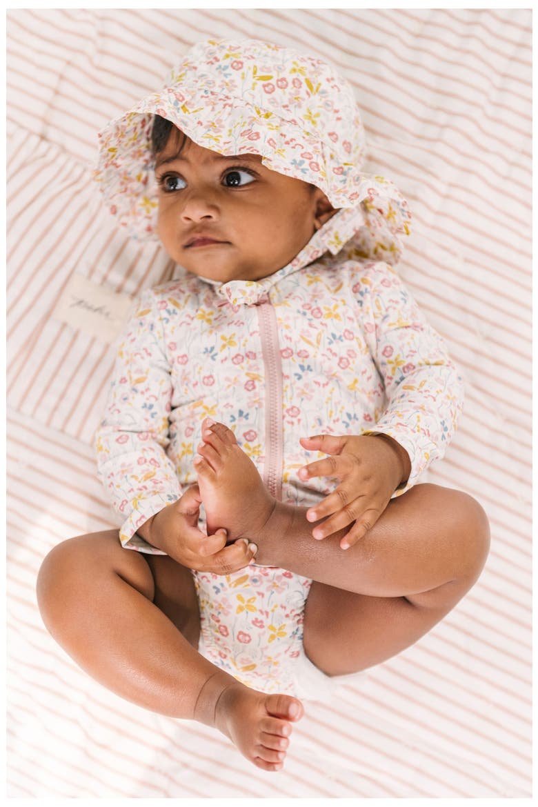 Kids' Long Sleeve One-Piece Rashguard Swimsuit, Alternate, color, FLORET