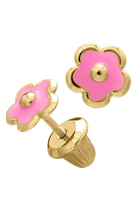 14k Gold Flower Earrings (Girls)